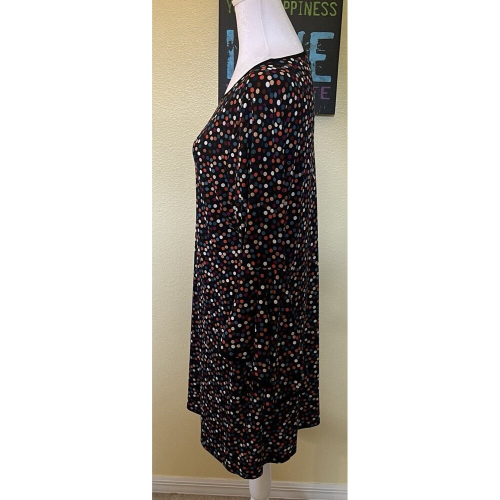 MSK Black Multi Color Polka Dots Bell Sleeve Shift Dress Women's Size L - Picture 3 of 8